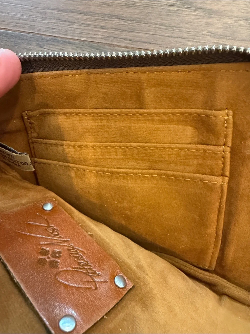 PATRICIA NASH Leather Capri Wristlet Clutch Tooled Turquoise Brown Teal C61-038